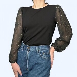 Ann Taylor Shimmer Clip Mixed Media Top